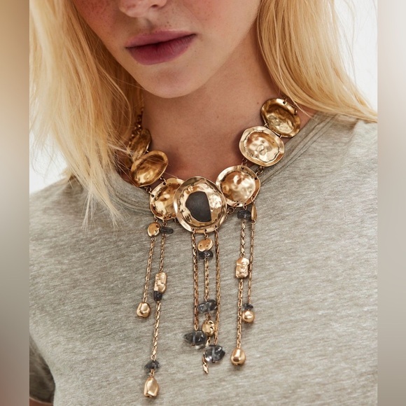 Free People Jewelry - Free People Speak Up Statement necklace Gold Tone NWT $68